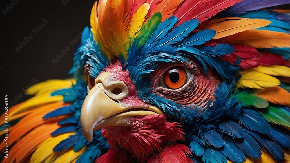 Obraz premium Colorful feathered chicken Realistic photos