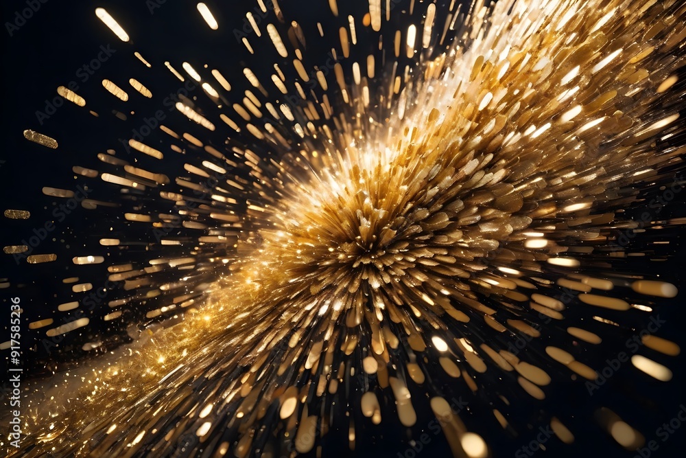 Fototapeta premium Abstract background with golden bokeh and blurred lights.