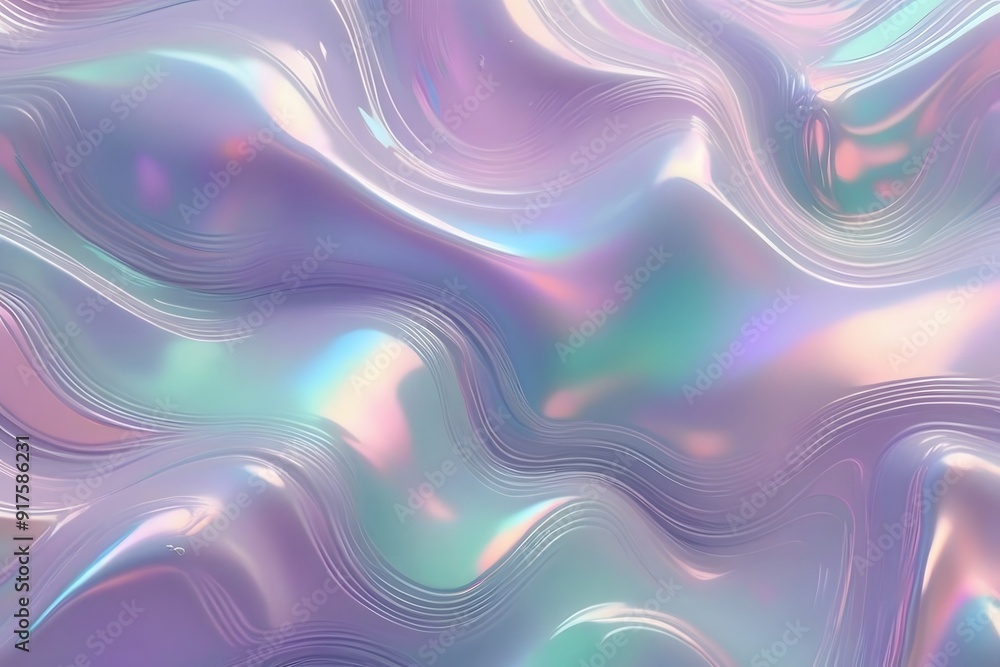 Obraz premium Abstract iridescent background with flowing waves.