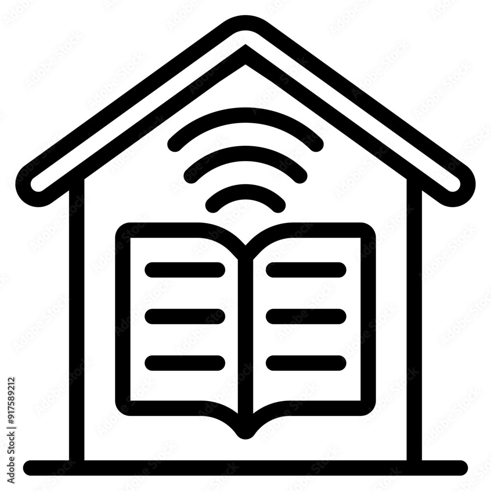 Study from Home Icon in Line Style Suitable for Web, Apps, Presentation, or Printable Meaning Study from Home Icon in Line Style Suitable for Web, Apps, Presentation, or Printable Meaning