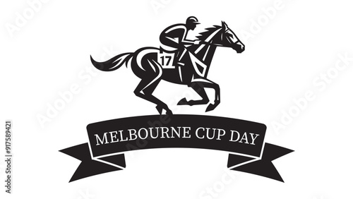 Melbourne Cup Day typography logo, Vector illustration. November