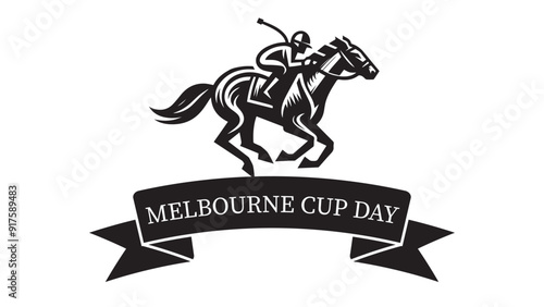 Melbourne Cup Day typography logo, Vector illustration. November