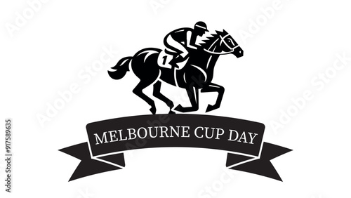 Melbourne Cup Day typography logo, Vector illustration. November