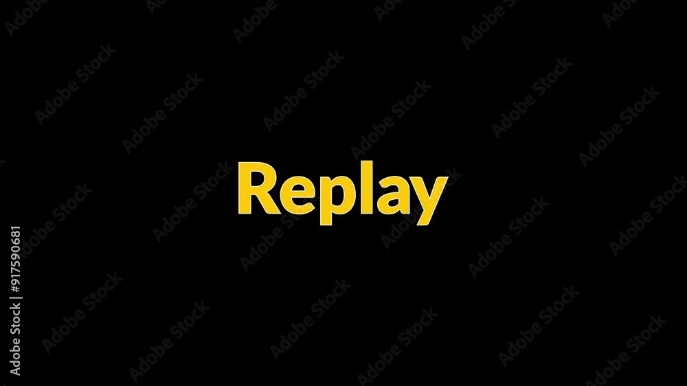 Replay text animation on black background, animated simple action replay, Digital replay text animation. Replay text animation on black background, animated simple action replay, Digital replay text animation.