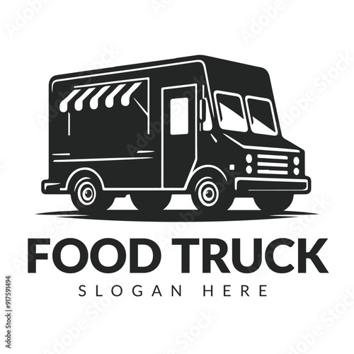 Food truck vintage logo design vector