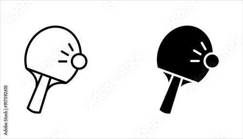 Ping pong icon set, vector illustration on white background. color editable
