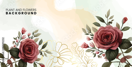 Floral banner arranged from leaves and flowers