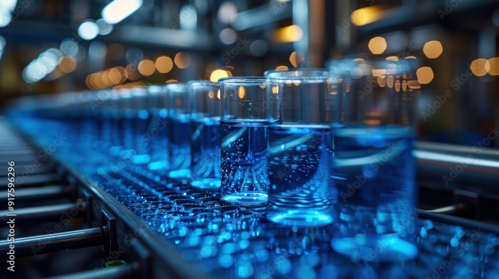 Rows of test tubes filled with blue liquid in a laboratory setting, symbolizing scientific research and experimentation Rows of test tubes filled with blue liquid in a laboratory setting, symbolizing scientific research and experimentation