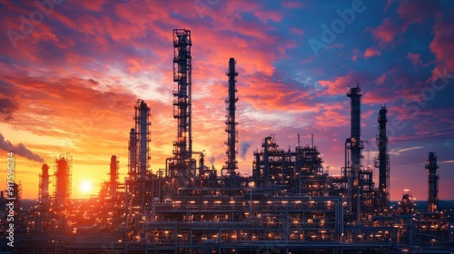 Petrochemical industry with Twilight sky