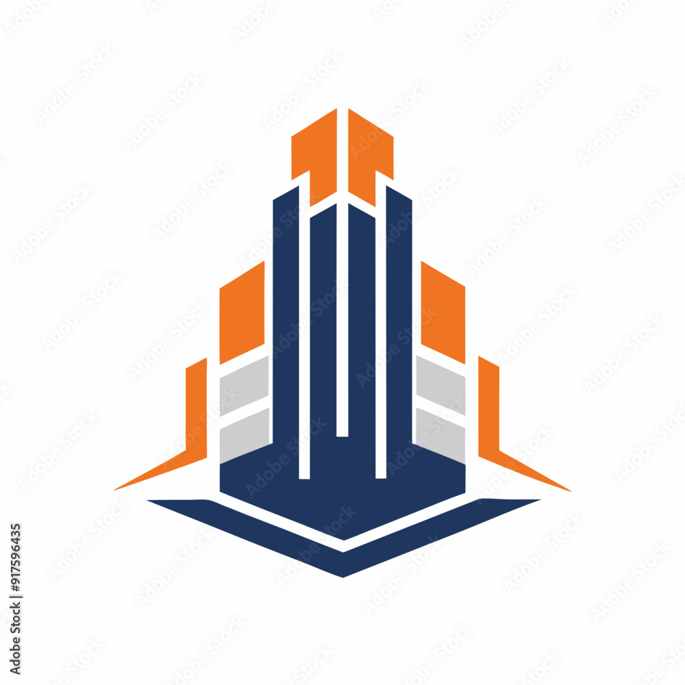 Fototapeta premium Building logo design with technology concept vector art Illustration. 