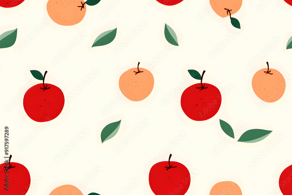 Seamless Watercolor Floating Red and Yellow Apple With Leaves on a Orangy Yellow Background Print for Textile, Packaging, Banner, Decor, Wrap, Fashion, Accessories, Web, and Social. Seamless Watercolor Floating Red and Yellow Apple With Leaves on a Orangy Yellow Background Print for Textile, Packaging, Banner, Decor, Wrap, Fashion, Accessories, Web, and Social.