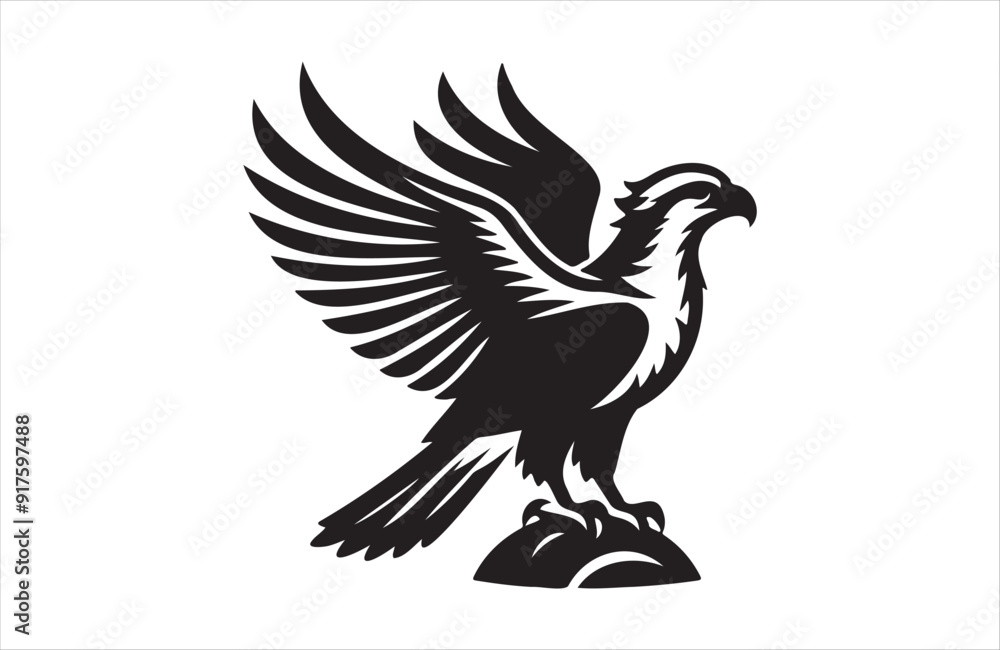 Obraz premium a silhouette vector of Osprey icon in white background