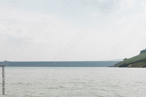 Large dam wall (Khun Dan Prakarn Chon dam), Dam of hydroelectric power station in Thailand photo