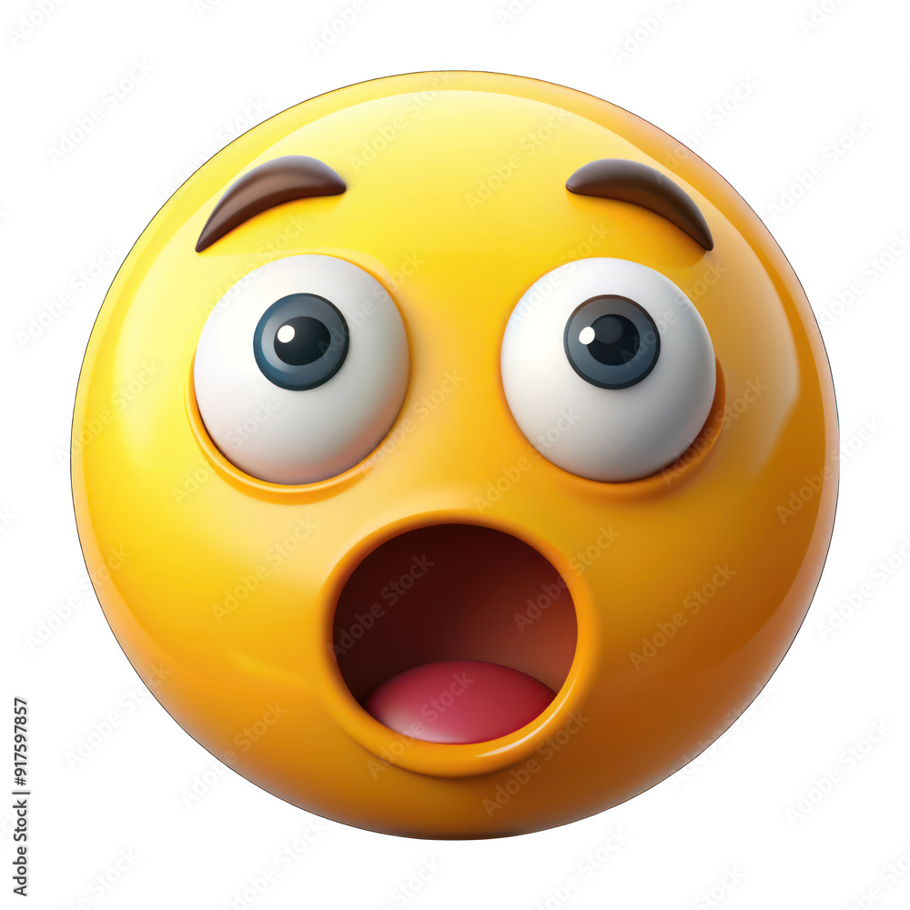 Shocked Yellow emoji isolated on transparent background