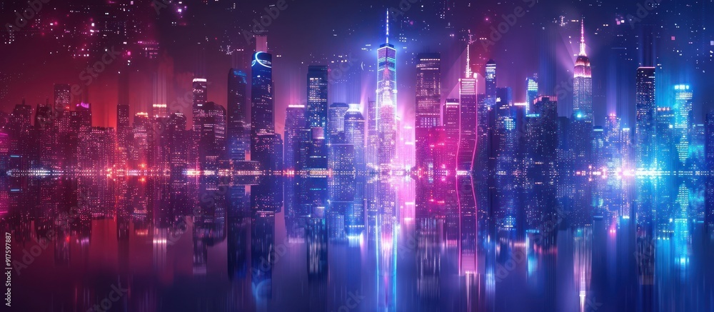 Neon Cityscape Reflection Neon Cityscape Reflection