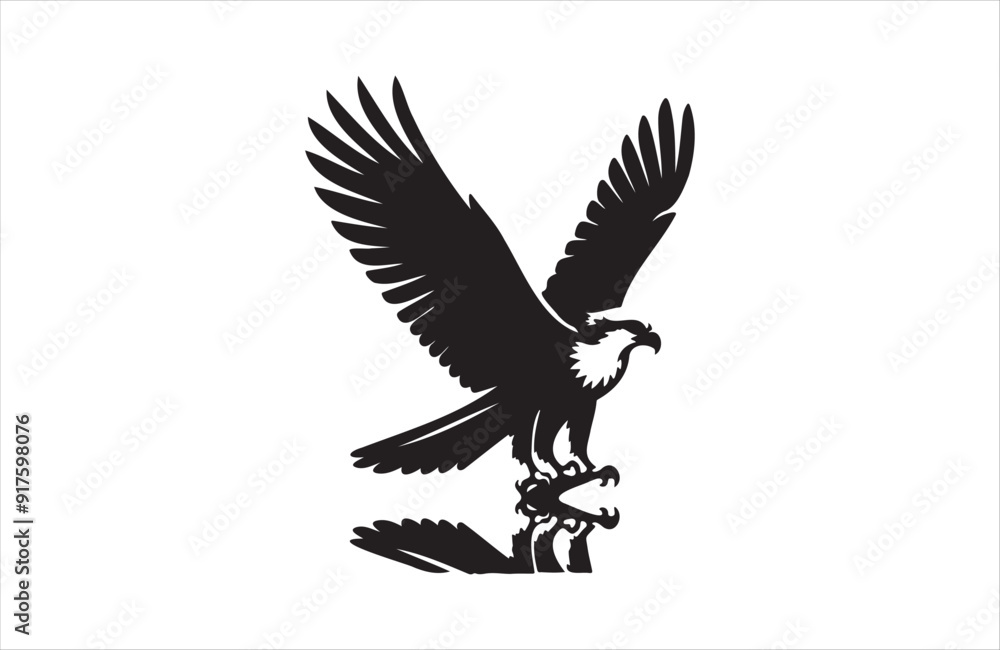 Fototapeta premium a silhouette vector of Osprey icon in white background