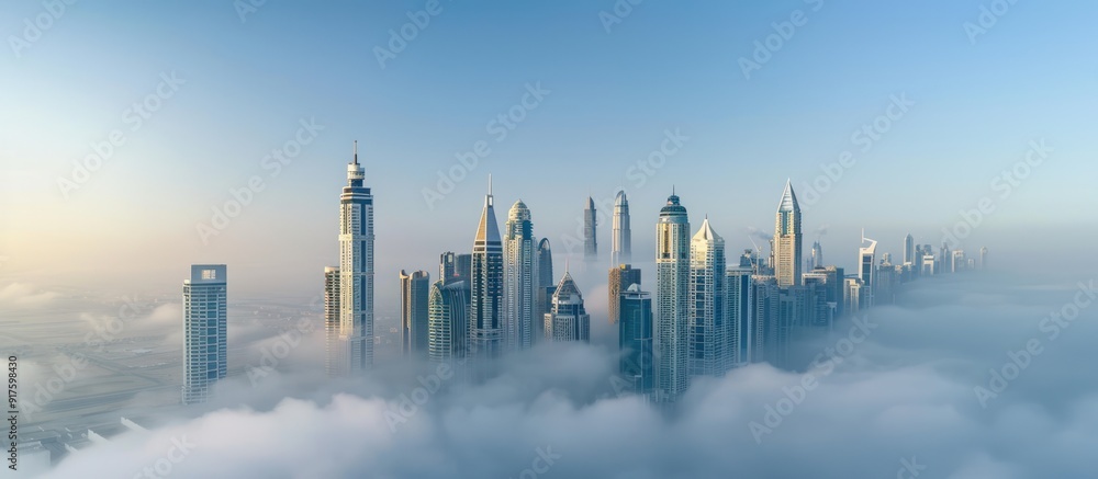 Fototapeta premium Dubai Skyline Emerging from the Clouds