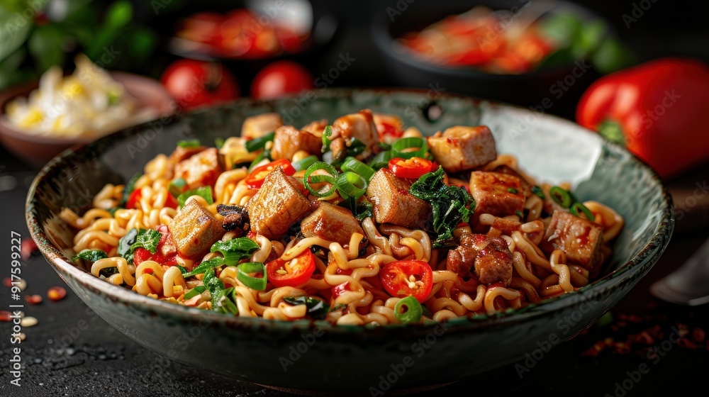 Spicy Noodles with Meat and Vegetables Spicy Noodles with Meat and Vegetables