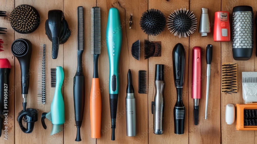 A variety of hair styling tools A variety of hair styling tools