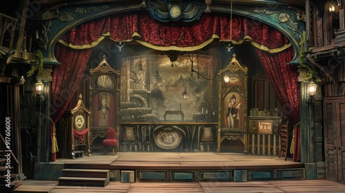 Whimsical puppet show stage