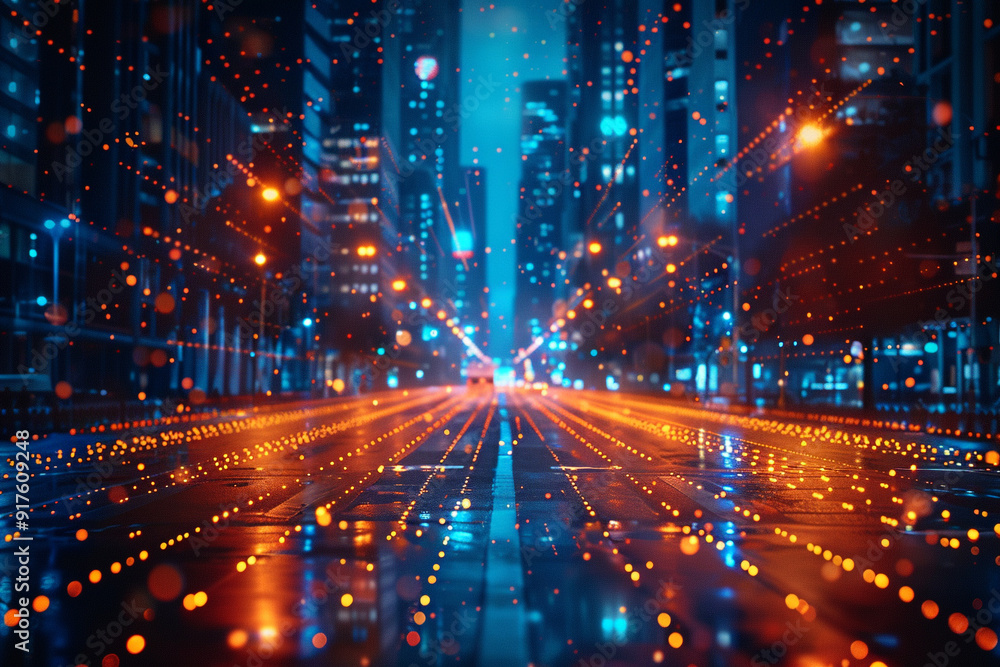 modern cityscape is transformed into a dynamic network of modern cityscape is transformed into a dynamic network of