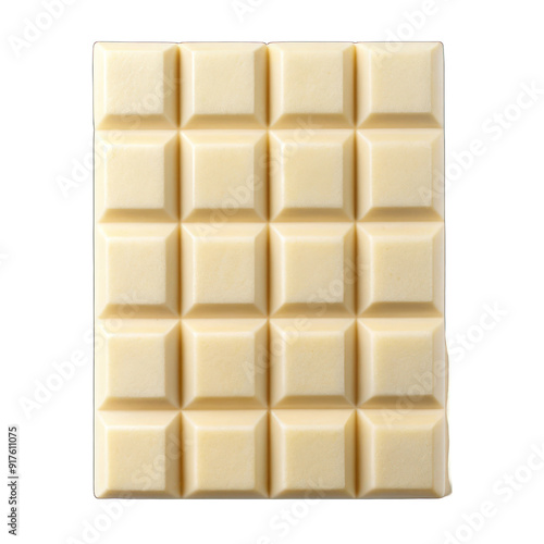 White chocolate bar top view isolated on transparent background