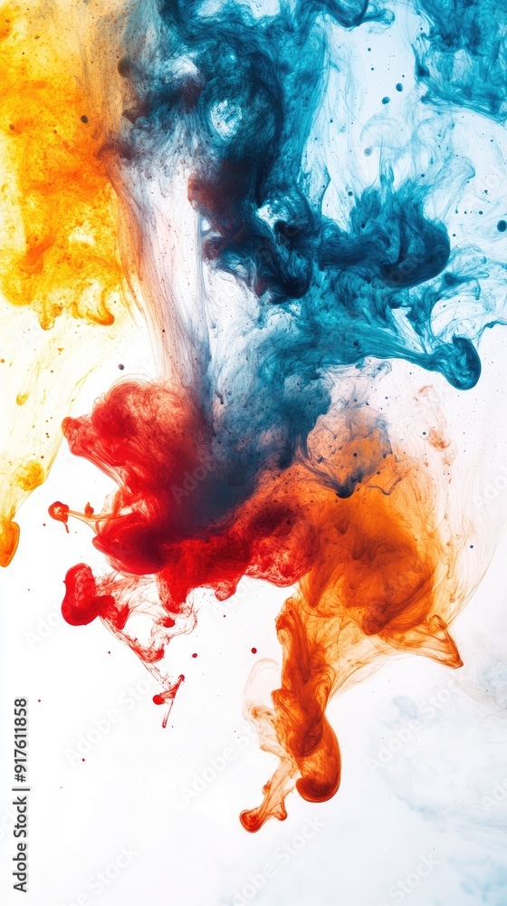 Acrylic colors and ink in water. Abstract background. isolated on white Acrylic colors and ink in water. Abstract background. isolated on white