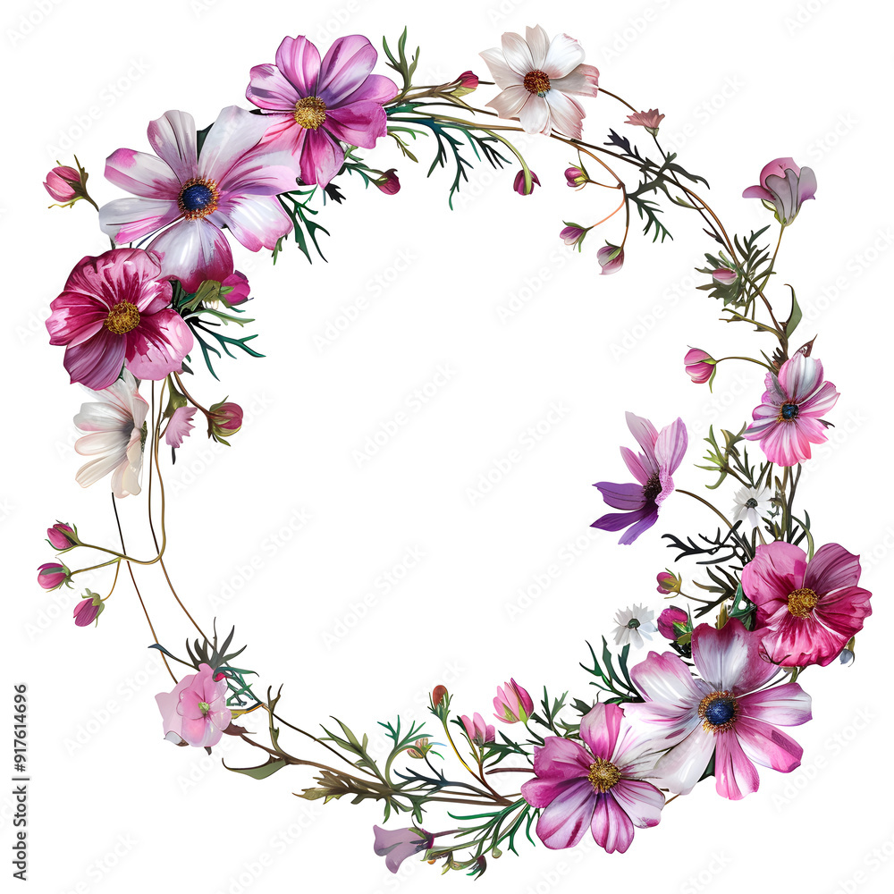 Cosmos floral frame illustration Cosmos floral frame illustration