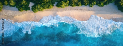 Aerial image lonely paradisiacal beach