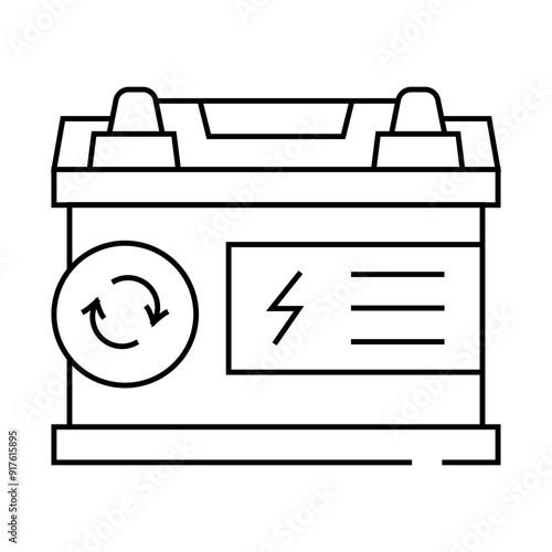 battery car line icon vector. battery car sign. isolated contour symbol black illustration