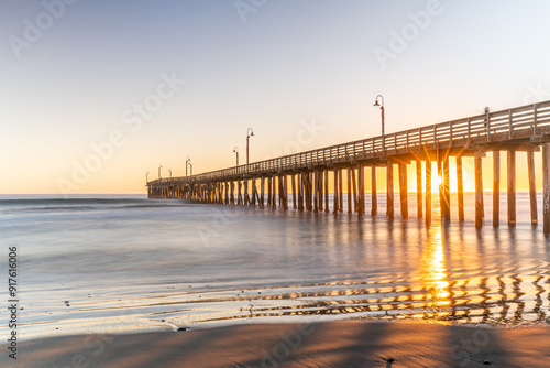 Golden Sunset Reflections at Avila Beach Pier