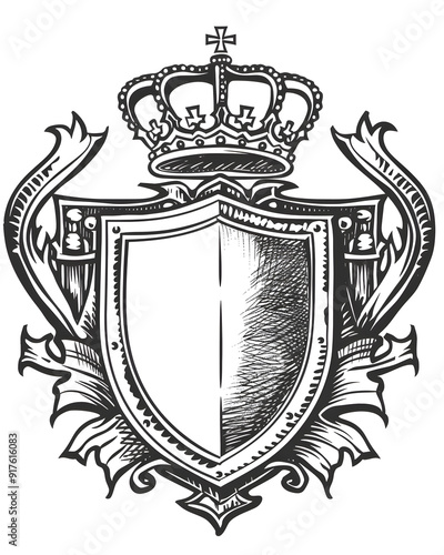 Crown and Shield frame illustration