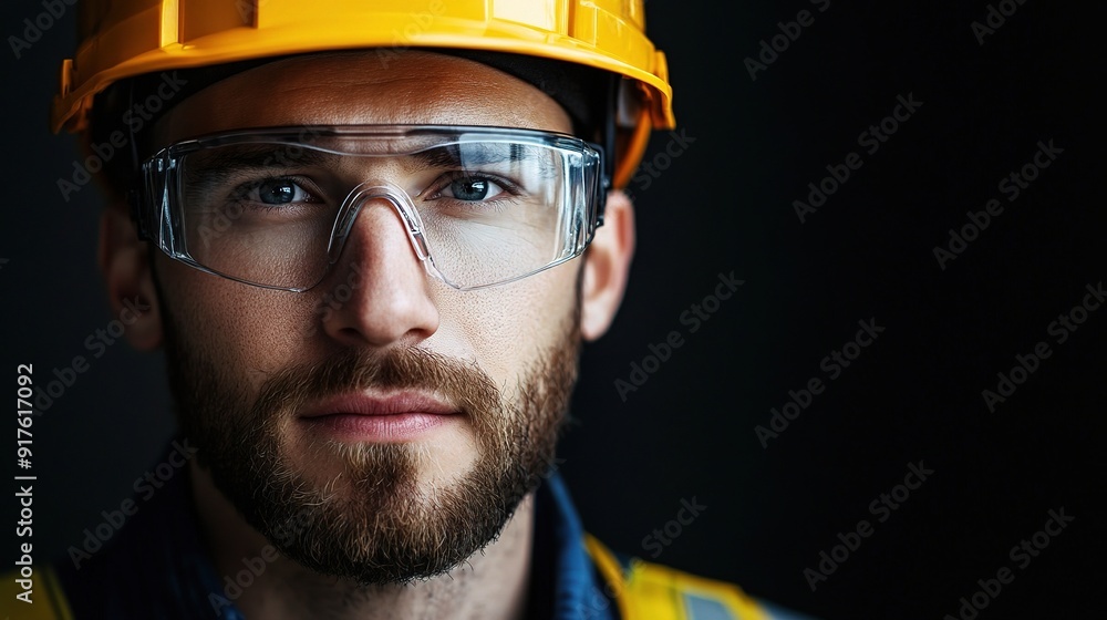 The Determined Gaze: A close-up portrait of a young construction worker, his steady gaze reflecting confidence and expertise. The Determined Gaze: A close-up portrait of a young construction worker, his steady gaze reflecting confidence and expertise.