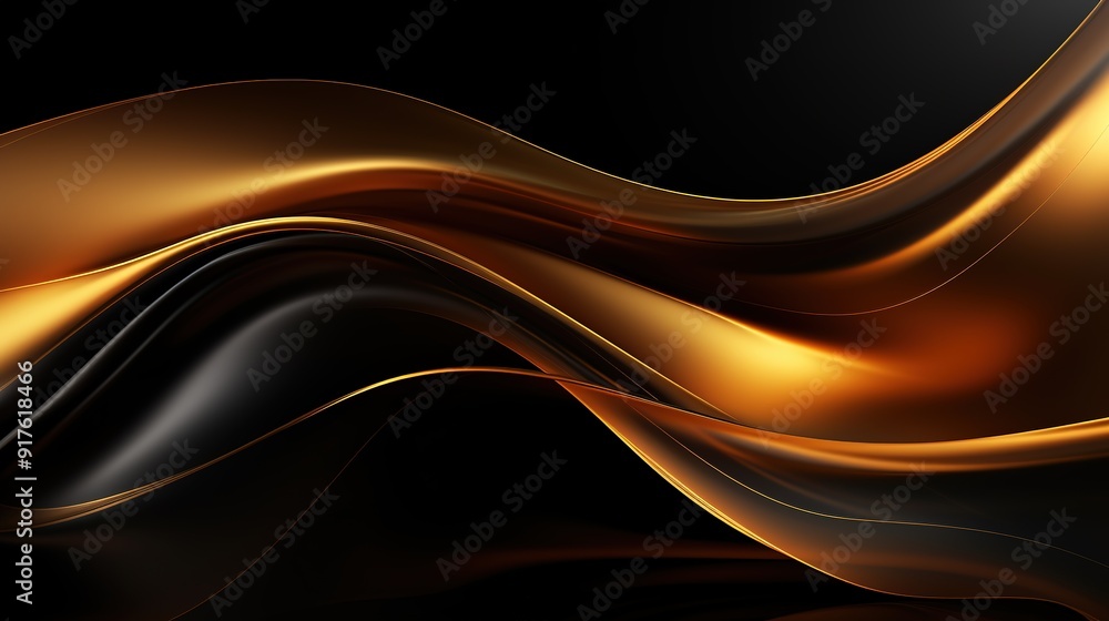 Obraz premium Abstract gold and black wavy background.