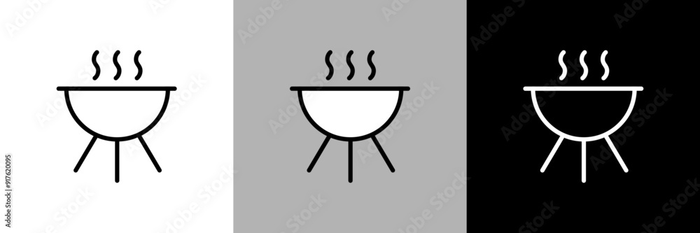 シンプルな線画のバーベキューグリルのベクターアイコン