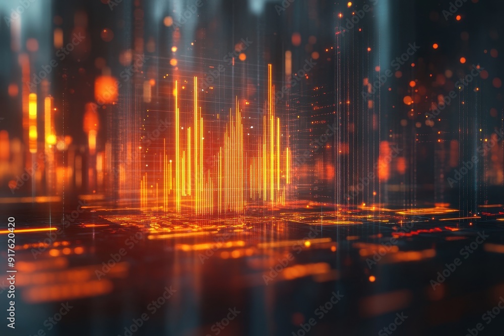 Naklejka premium Digital Marketing Data Analysis Charts in Abstract Surreal Creative Concept.