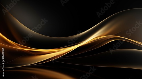 Abstract gold and black wavy background.
