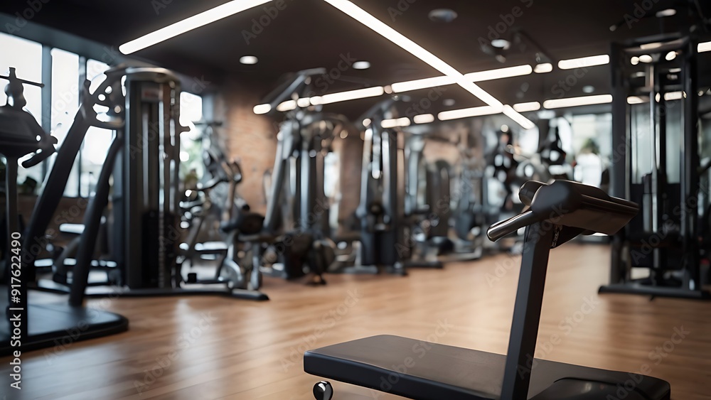 banner for athletic fitness equipment and a blurry background of a gym banner for athletic fitness equipment and a blurry background of a gym