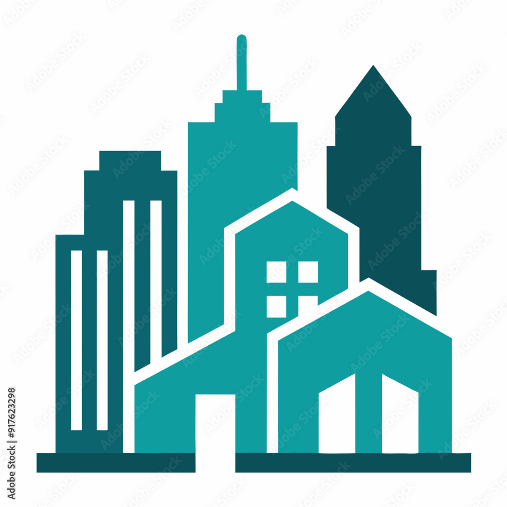 Buildings vector city icon. vector illustration in flat design, skyscraper. hotel symbol. Penthouse logo.