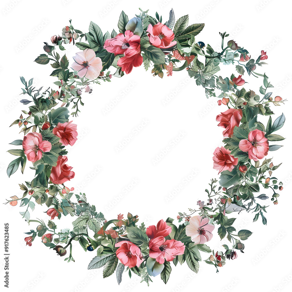 Fototapeta premium Floral wreath frame illustration