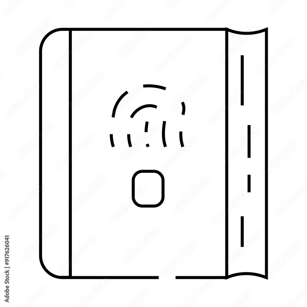diary with fingerprint scanner line icon vector. diary with fingerprint scanner sign. isolated contour symbol black illustration diary with fingerprint scanner line icon vector. diary with fingerprint scanner sign. isolated contour symbol black illustration
