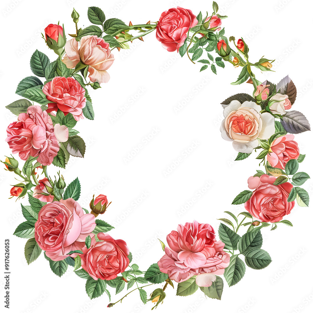 Garden rose floral frame wreath frame illustration Garden rose floral frame wreath frame illustration