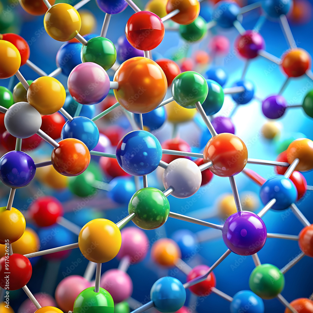 Obraz premium colourful atoms forming molecular structure