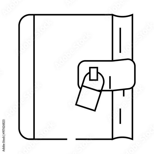 diary with lock line icon vector. diary with lock sign. isolated contour symbol black illustration