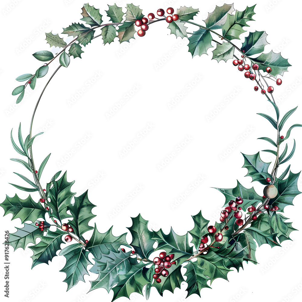 Holly wreath frame wreath frame illustration Holly wreath frame wreath frame illustration