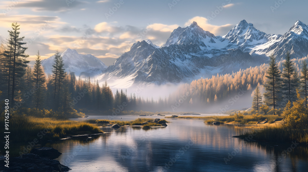 Majestic, snow-capped mountains, serene, high quality, photorealistic, alpine meadows, crystal-clear lakes, untouched wilderness, panoramic, breathtaking, nature's beauty, vibrant Majestic, snow-capped mountains, serene, high quality, photorealistic, alpine meadows, crystal-clear lakes, untouched wilderness, panoramic, breathtaking, nature's beauty, vibrant