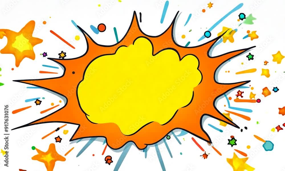 Cartoon Explosion with Colorful Splashes and Stars Cartoon Explosion with Colorful Splashes and Stars