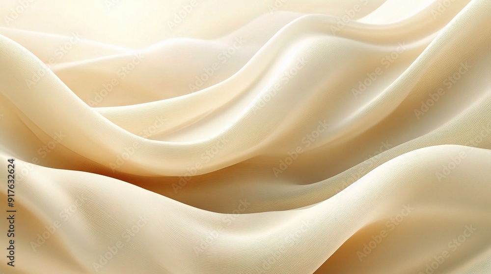 Obraz premium Golden Silk Cascades: Luxurious ivory silk drapes in soft, flowing folds, capturing the elegance of the fabric.