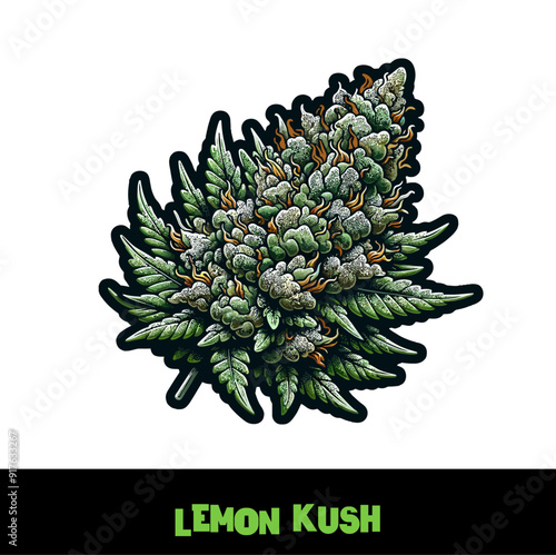 Vector Illustrated Lemon Kush Cannabis Bud Strain Cartoon