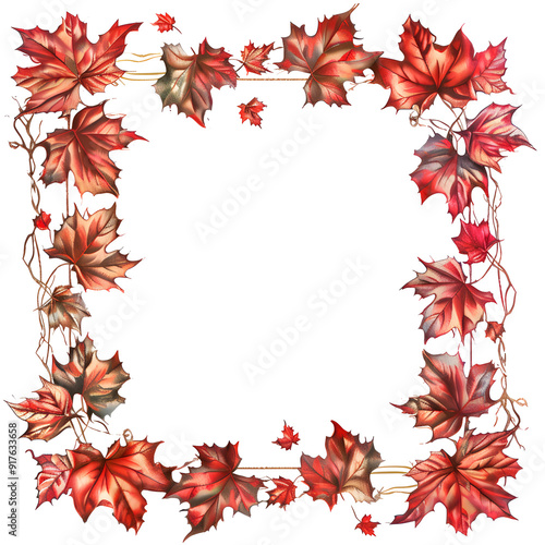 Maple leaf floral frame illustration